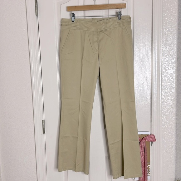 Escada Cotton Silk Blend tan with fun waist slight stretch pants sz 40 / us 10 - Picture 1 of 12